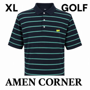 Masters Amen Corner Polo Shirt Mens XL Navy Stripe Golf Pima Cotton Augusta Logo